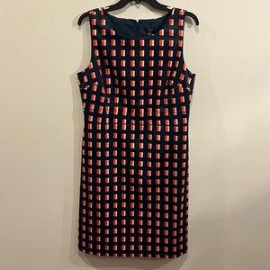 Ann Taylor Navy & Orange Sleeveless Sheath Dress
